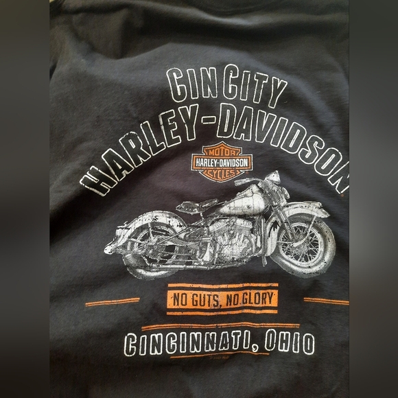 Harley-Davidson Black and Gold Short Sleeve Tee Cincinnati Ohio 2X Tall - Picture 3 of 8